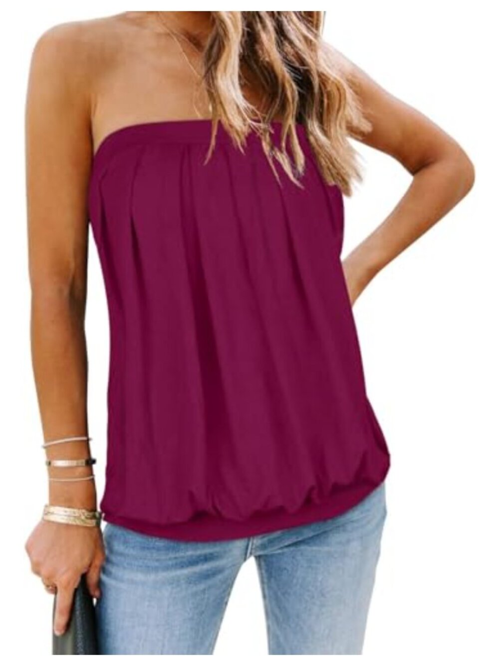 Women's Strapless Tube Top Sleeveless Summer Tank - Loose Fit Cotton Cotton